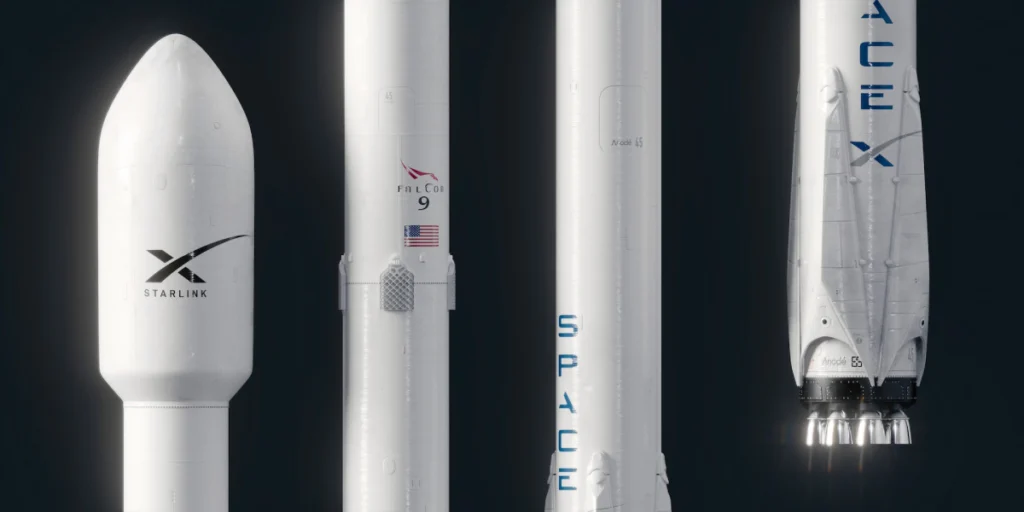 kreatywne przedstawienie rakiety Falcon 9