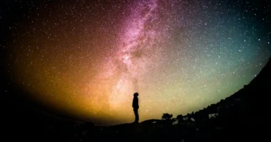 osoba wpatrująca się w nocne niebo