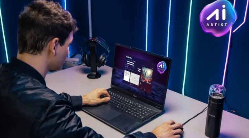 osoba korzystająca z laptopa MSI