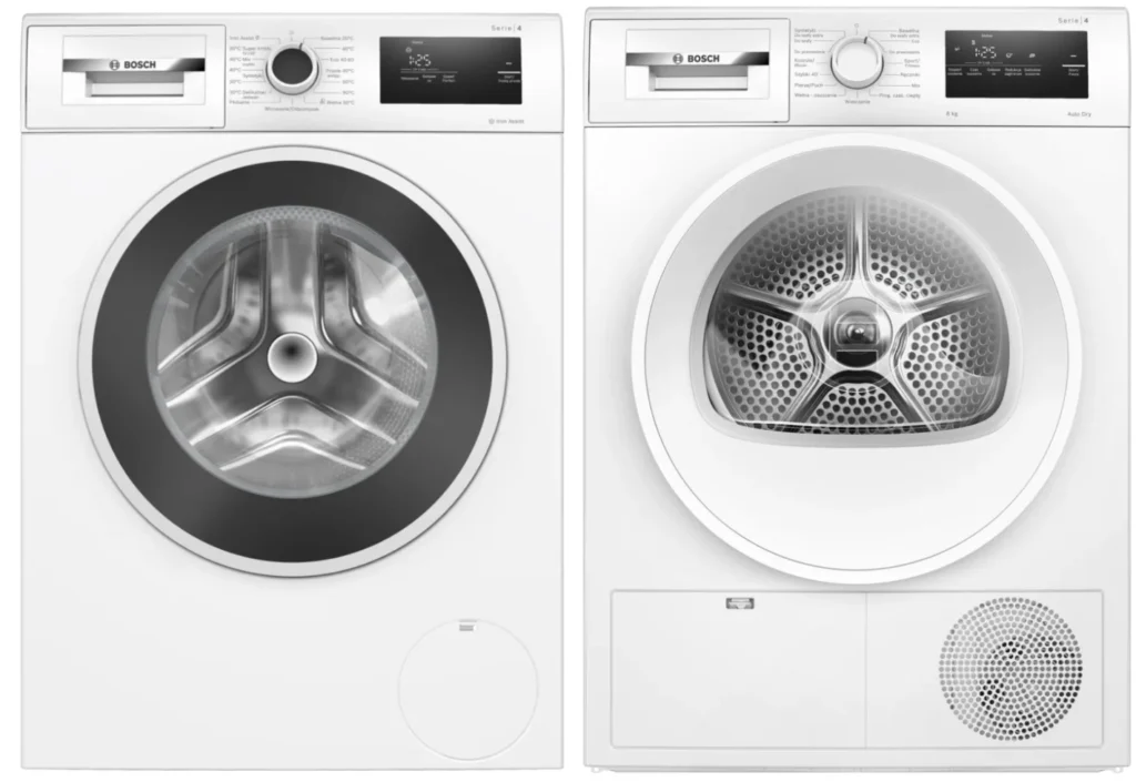 Prakla Bosch Serie 4 WAN2405GPL i suszarka Bosch Serie 4 WTH86200PL. Źródło: Bosch