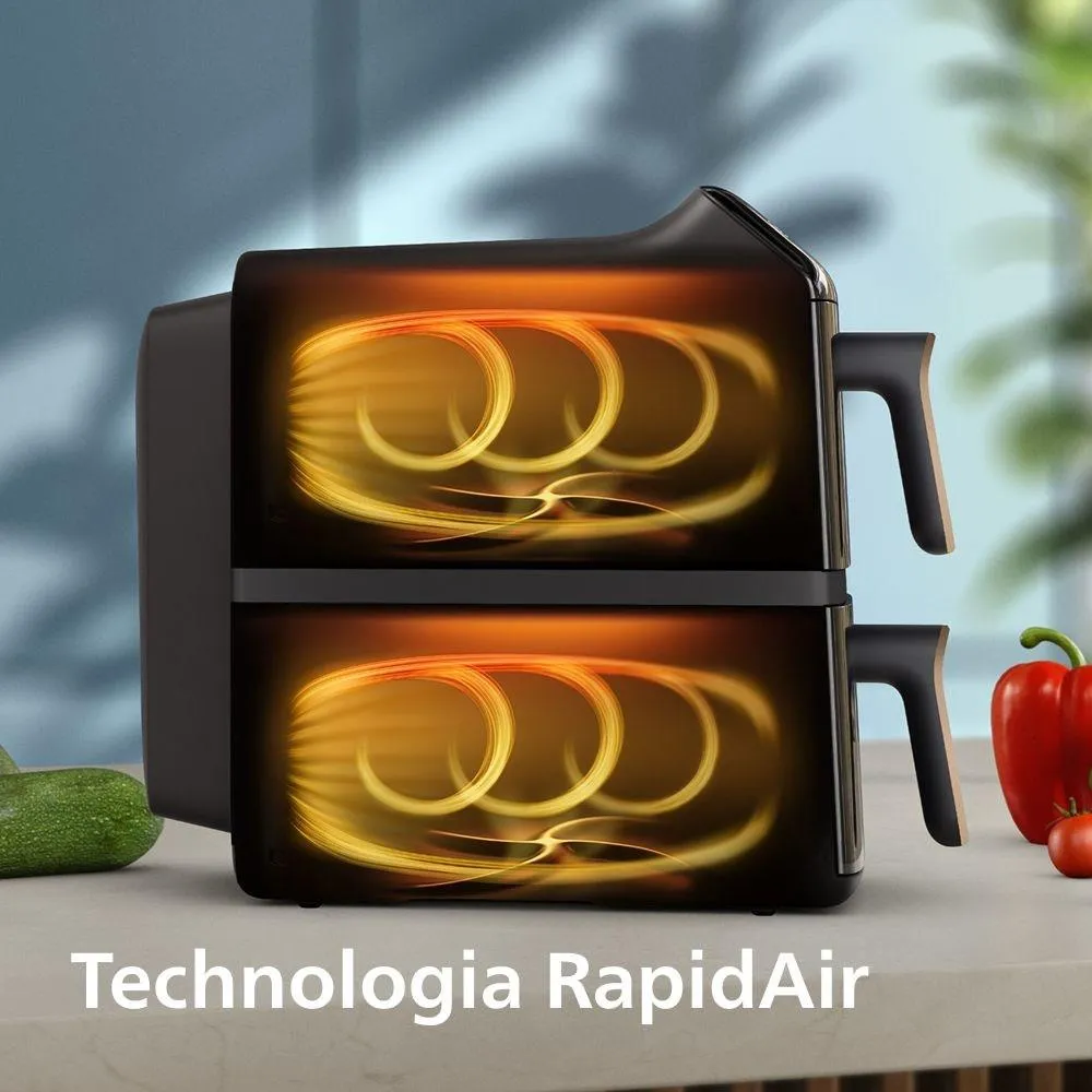wizualizacja vertical rapid air w nowej frytkownicy beztłuszczowej Philips