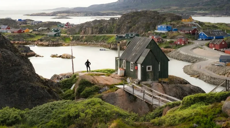krajobraz grenlandzkiej wioski